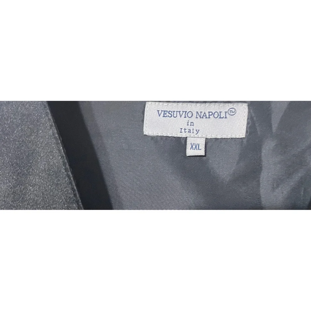 Vesuvio Napoli Mens Black Satin Formal Tuxedo Vest Waistcoat XXL Adjustable Back